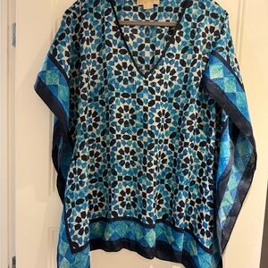 Michael Kors Blue and Black Patterned Top